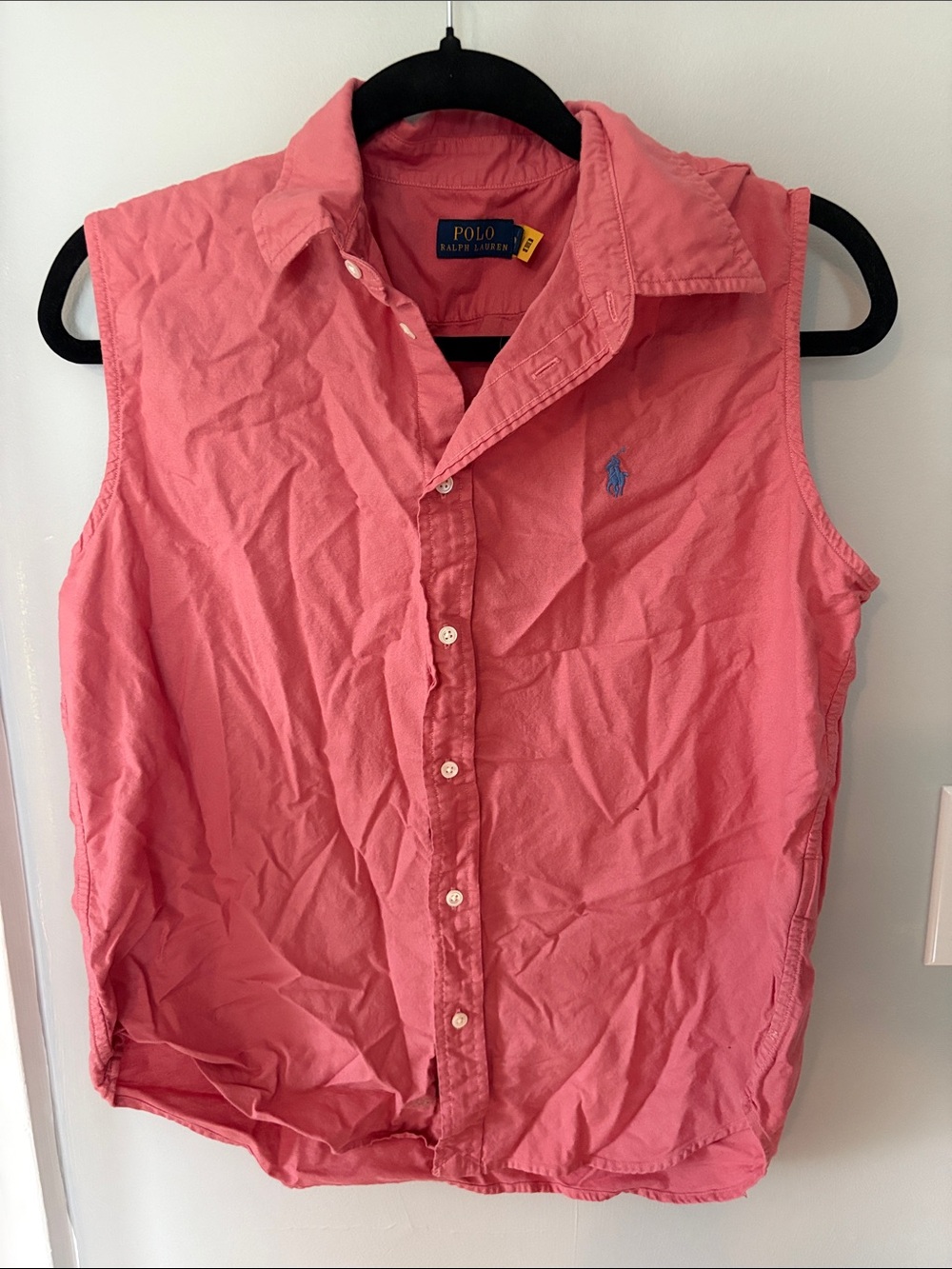 GUC Polo by Ralph Lauren Women’s Coral Pink Sleeveless Button-Down Shirt Size M
